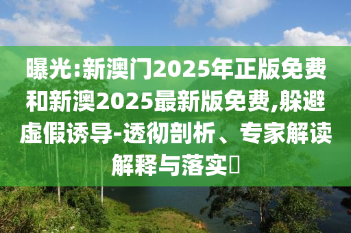 曝光:新澳門2025年正版免費(fèi)和新澳2025最新版免費(fèi),躲避虛假誘導(dǎo)-透徹剖析、專家解讀解釋與落實(shí)?
